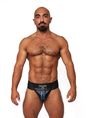 Mister B - Suspensorio Premium Cuero Negro-Azul