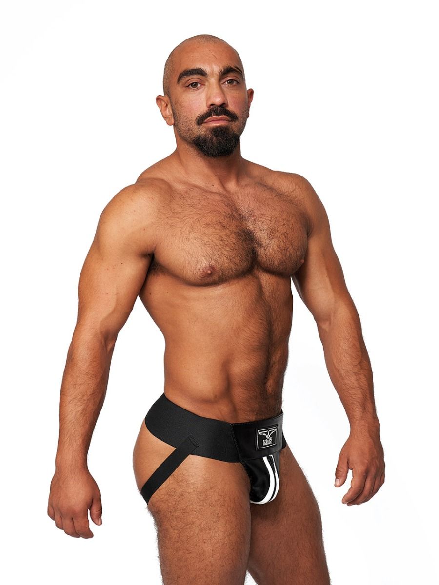 Mister B - Suspensorio Premium Cuero Negro-Blanco