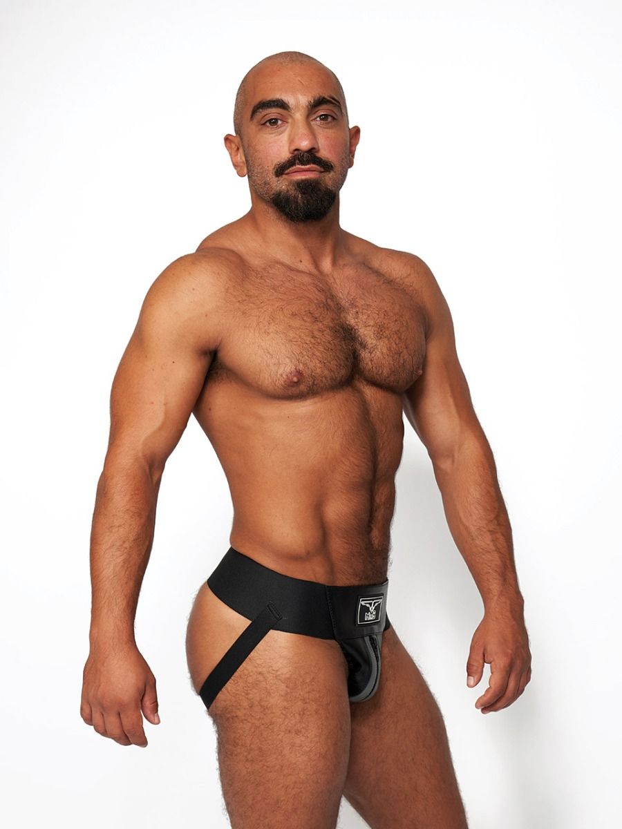 Mister B - Suspensorio Premium Piel Negro-Gris