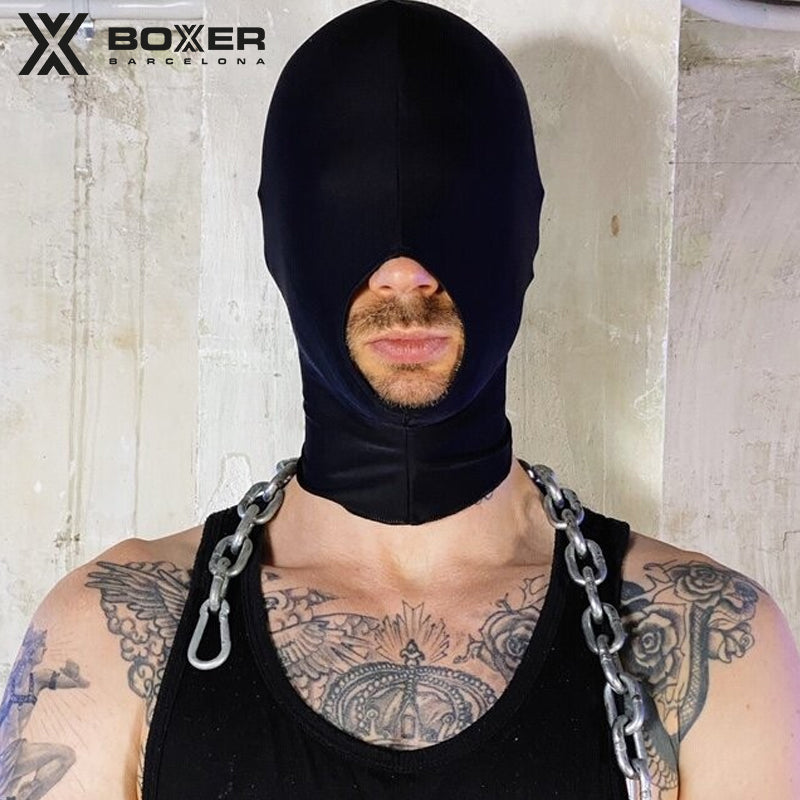 BOXER - Máscara de Lycra Gimp - Chupapollas y sin agujeros para los ojos 