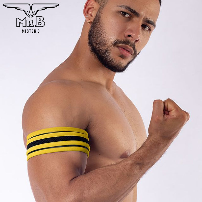 Mister B - Brazalete bíceps neopreno negro-amarillo