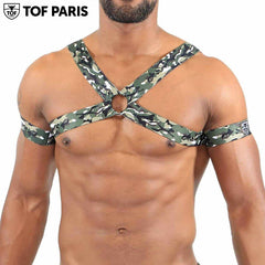 TOF Paris - Arnés elástico fetiche H/X - Camuflaje caqui