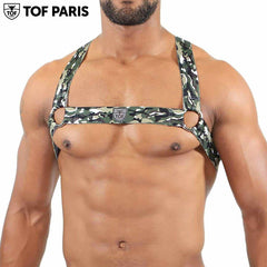 TOF Paris - Arnés elástico fetiche H/X - Camuflaje caqui