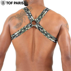 TOF Paris - Arnés elástico fetiche H/X - Camuflaje caqui