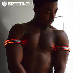 PULSERAS BRILLANTES BREEDWELL-ESPEJO Animaciones LED de banda de bíceps 