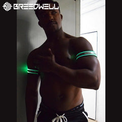 PULSERAS BRILLANTES BREEDWELL-ESPEJO Animaciones LED de banda de bíceps 