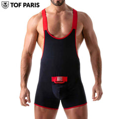 TOF Paris - Body de lucha libre push-up abierto - Rojo marino