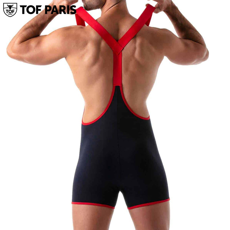 TOF Paris - Body de lucha libre push-up abierto - Rojo marino