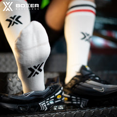 BOXER - Calcetines de fútbol TWINK - Blanco/Rojo/Negro 