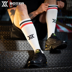 BOXER - Medias de fútbol FUCK - Blanco/Rojo/Negro 