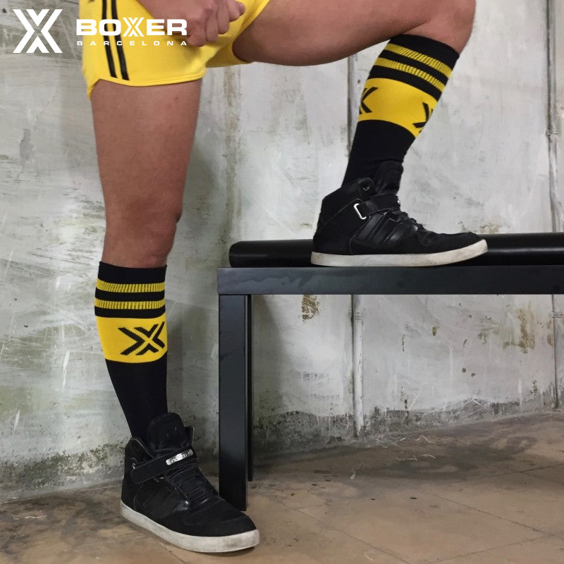 BOXER - Calcetines de fútbol Boxer Deluxe - Negro/Amarillo 