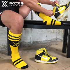 BOXER - Calcetines de fútbol Boxer Deluxe - Amarillo/Negro 