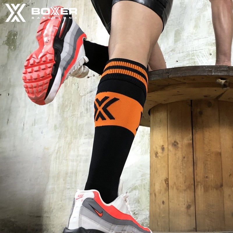 BOXER - Calcetines de fútbol Boxer Deluxe - Negro/Naranja 