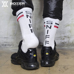 BOXER - Calcetines skater SNIFF - Blanco/Rojo/Negro