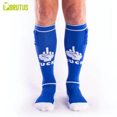 BRUTUS - Calcetines de fiesta FXXX con bolsillos Azul / Blanco