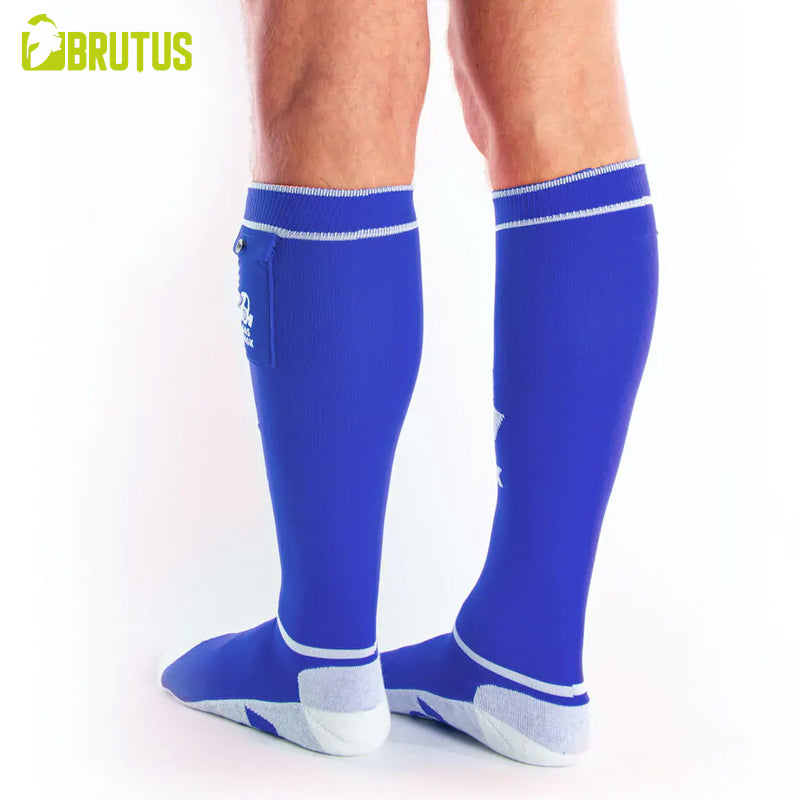 BRUTUS - Calcetines de fiesta FXXX con bolsillos Azul / Blanco