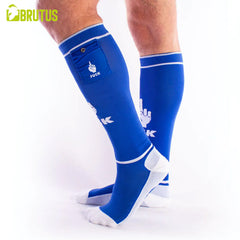 BRUTUS - Calcetines de fiesta FXXX con bolsillos Azul / Blanco