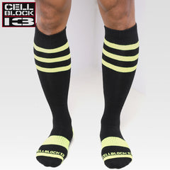 CELLBLOCK 13 - Calcetines hasta la rodilla de linebacker - Amarillo