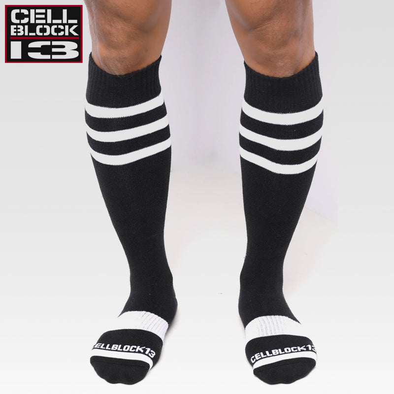 CELLBLOCK 13 - Calcetines hasta la rodilla de linebacker - Blanco