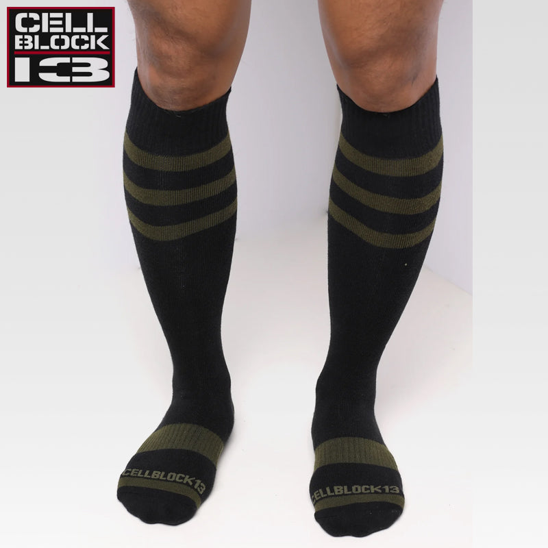 CELLBLOCK 13 - Calcetines hasta la rodilla Linebacker - Verde militar