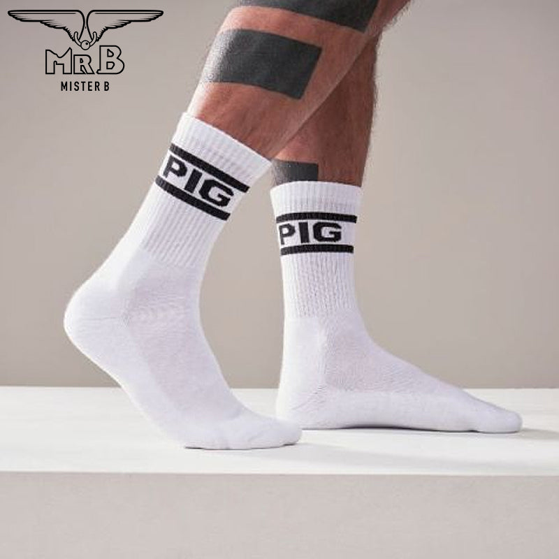 Mister B - Calcetines deportivos Pig 2-pack blanco