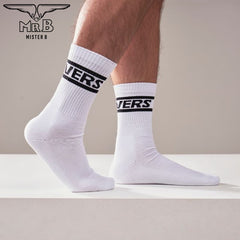 Mister B - Calcetines Crew Vers, paquete de 2 unidades, blanco