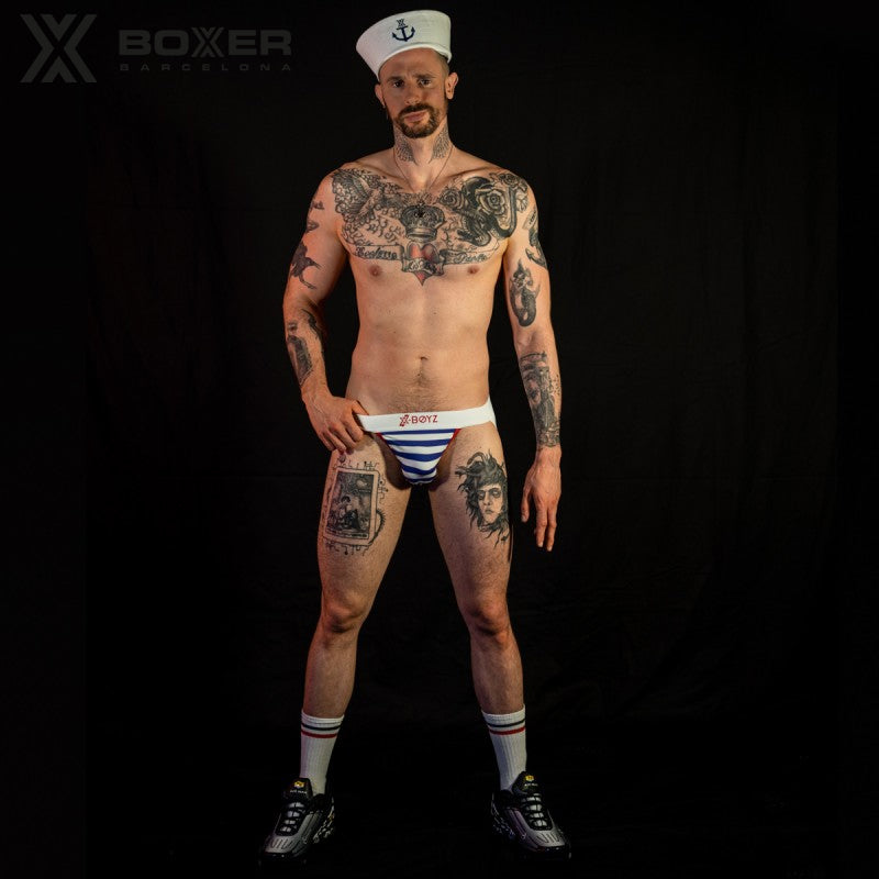 BOXER - X-Boyz Jock - Suspensorio marinero - Azul/Blanco 