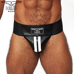 Mister B - Suspensorio Premium Cuero Negro-Blanco