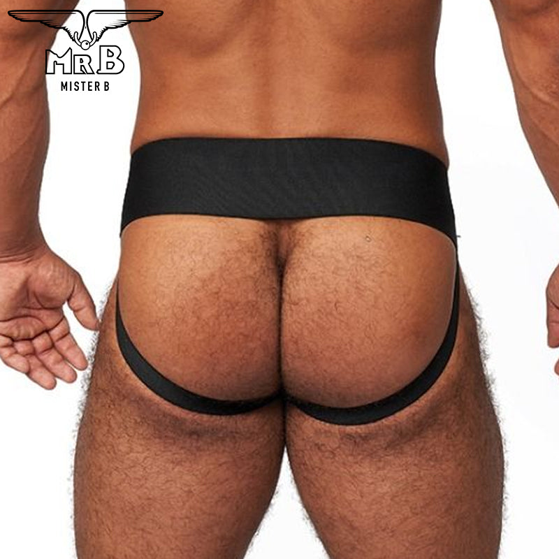 Mister B - Suspensorio Premium Cuero Negro-Blanco