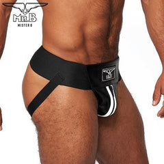 Mister B - Suspensorio Premium Cuero Negro-Blanco