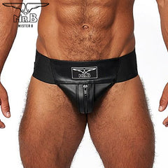 Mister B - Suspensorio Premium Cuero Negro-Negro