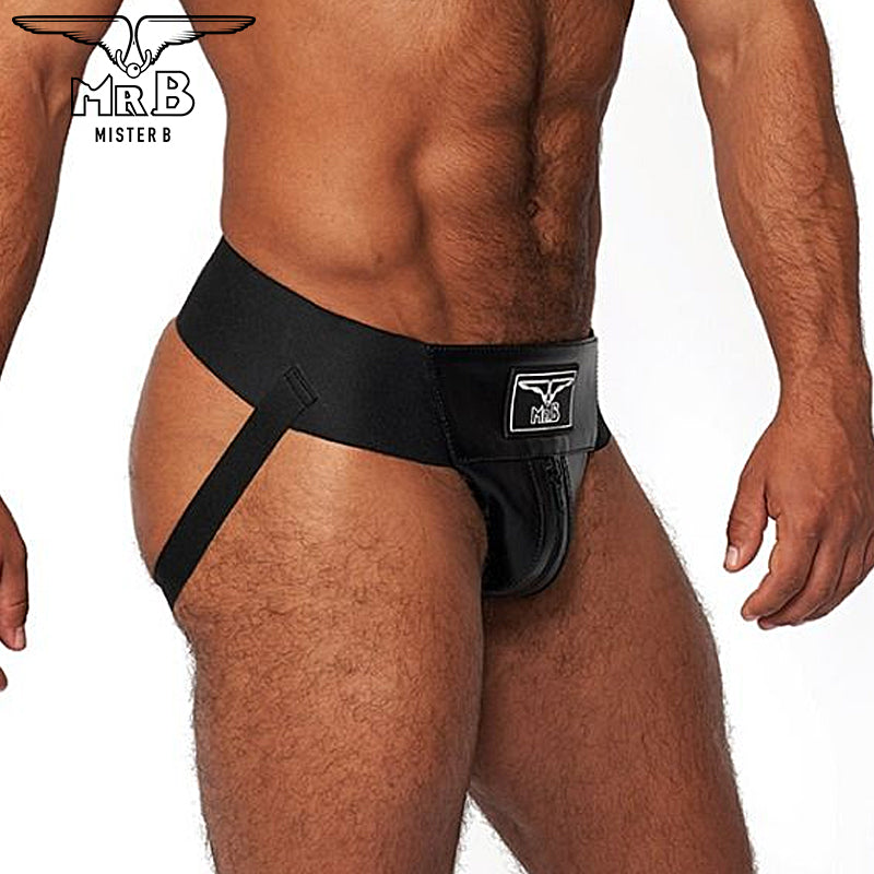 Mister B - Suspensorio Premium Cuero Negro-Negro