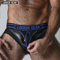 LOCKER GEAR - MASSIVE RUDE Calzoncillos tipo suspensorio de malla con cremallera - Azul