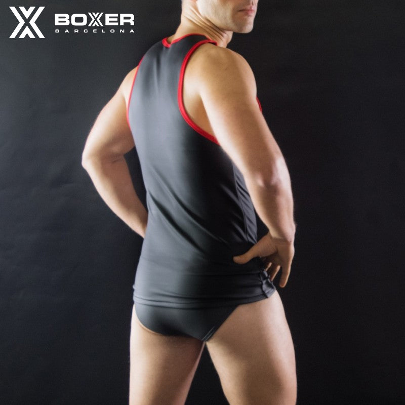 BOXER - Camiseta sin mangas Neo Vest - Negro/Rojo 