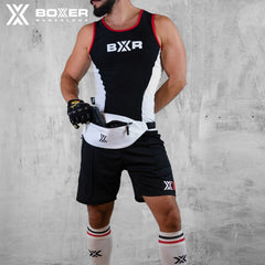 BOXER - Camiseta sin mangas X-Boyz Gym Shark Vest - Negro/Rojo/Blanco 