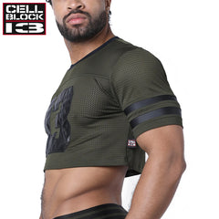 CELLBLOCK 13 - Top corto de linebacker - Verde militar