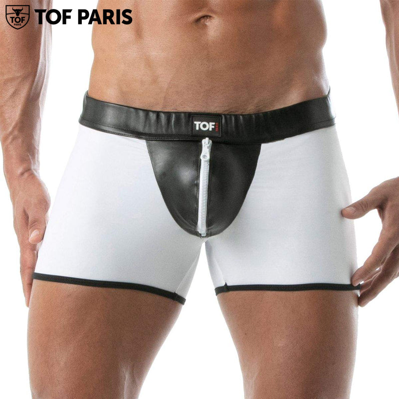 TOF Paris - Shorts sin espalda con cremallera Bad Boys - Blanco