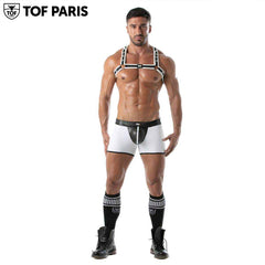 TOF Paris - Shorts sin espalda con cremallera Bad Boys - Blanco