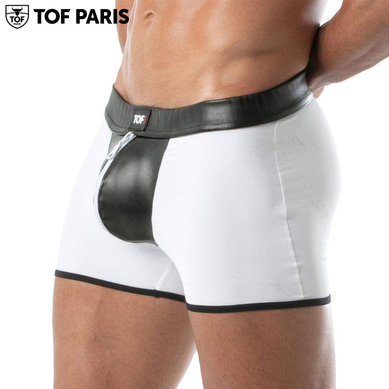 TOF Paris - Shorts sin espalda con cremallera Bad Boys - Blanco