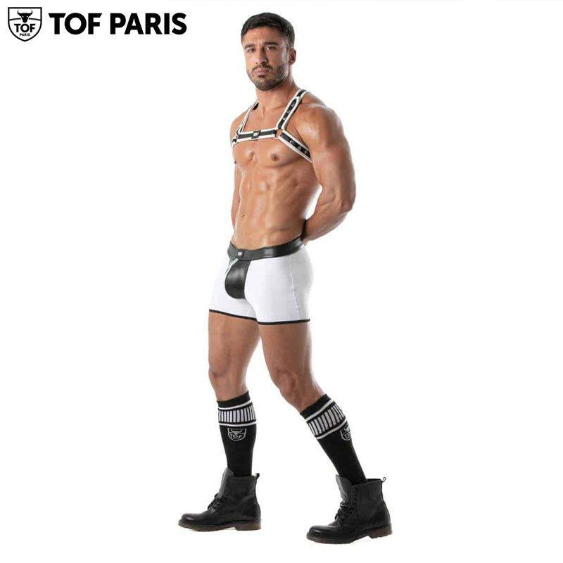 TOF Paris - Shorts sin espalda con cremallera Bad Boys - Blanco