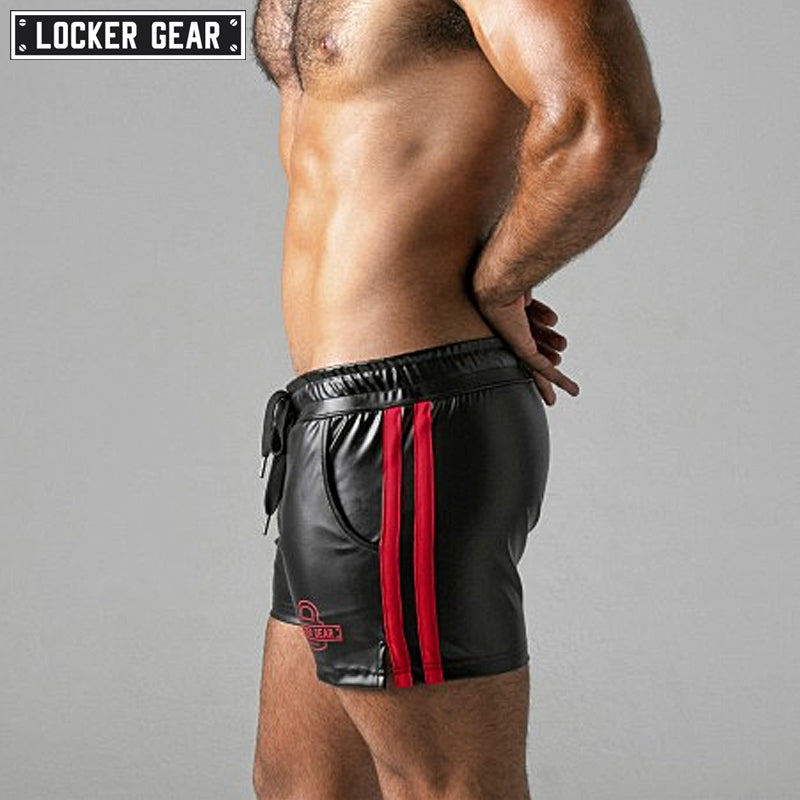 LOCKER GEAR - SAUCY RUDE Pantalones cortos de cuero sintético - Rojo