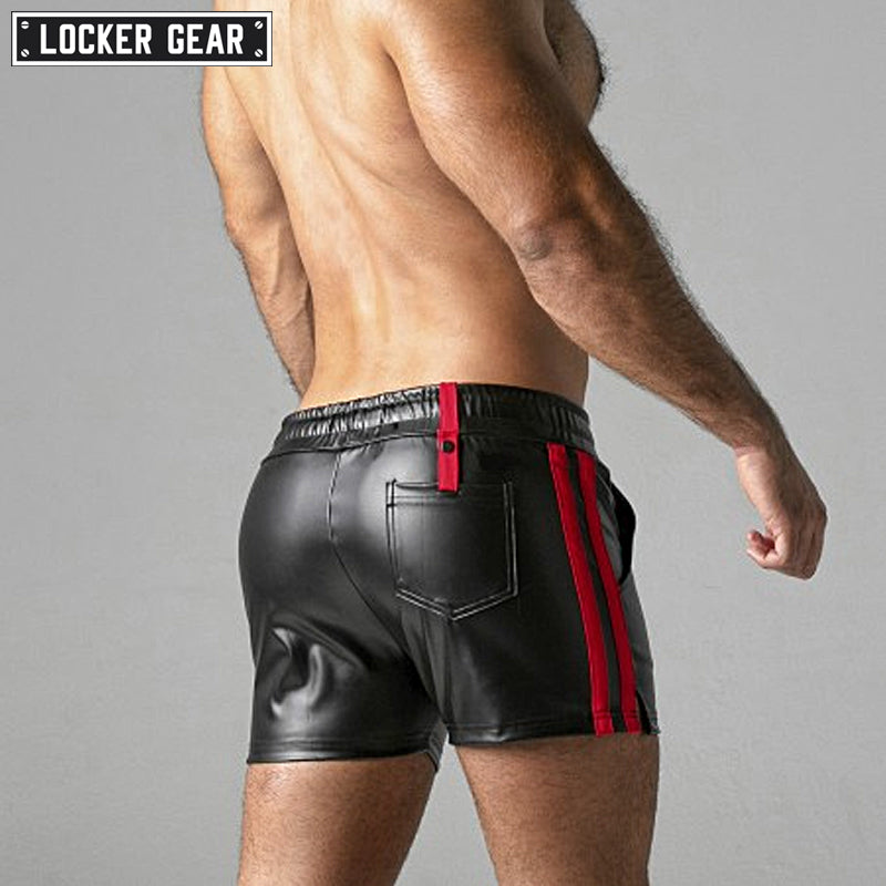 LOCKER GEAR - SAUCY RUDE Pantalones cortos de cuero sintético - Rojo