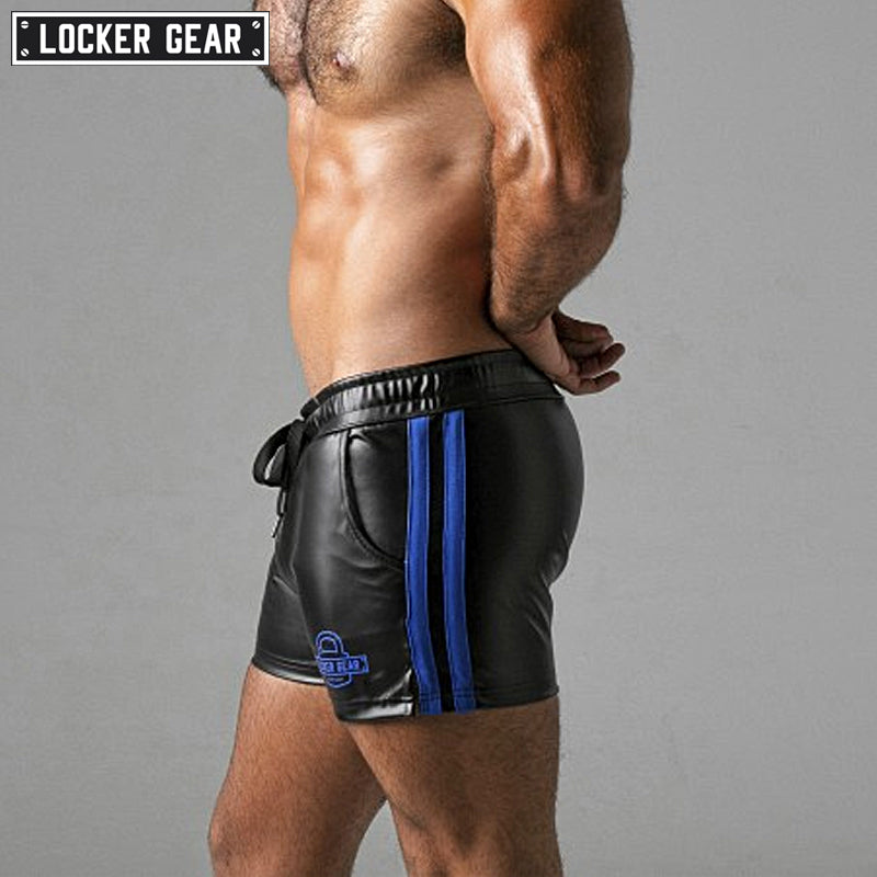 LOCKER GEAR - SAUCY RUDE Pantalones cortos de cuero sintético - Azul