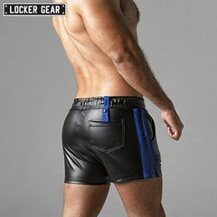 LOCKER GEAR - SAUCY RUDE Pantalones cortos de cuero sintético - Azul