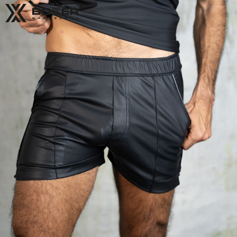 BOXER - Shorts de polipiel sexys de clase T - Negro 