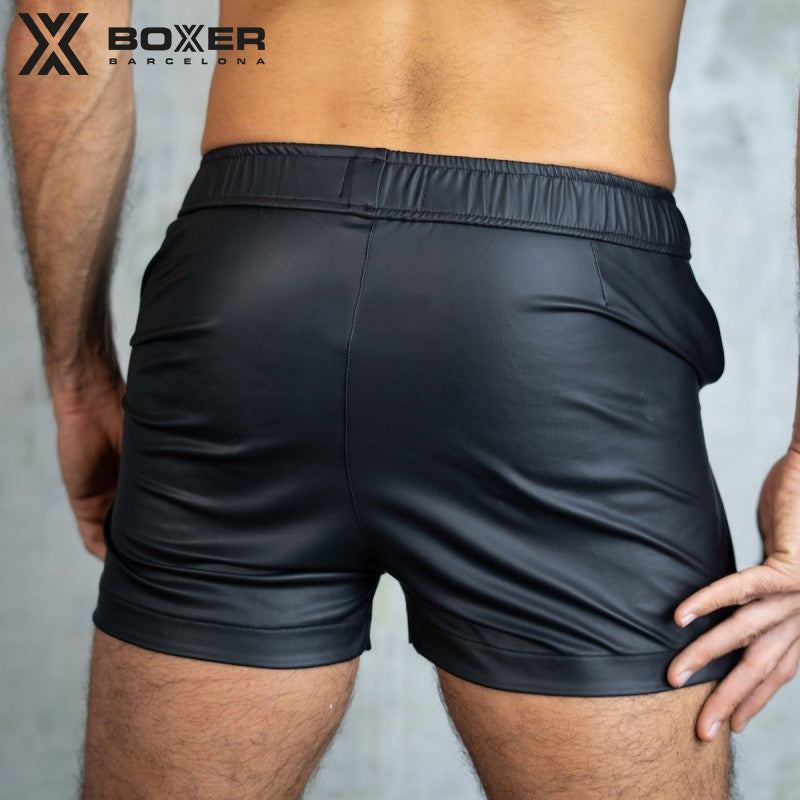 BOXER - Shorts de polipiel sexys de clase T - Negro 