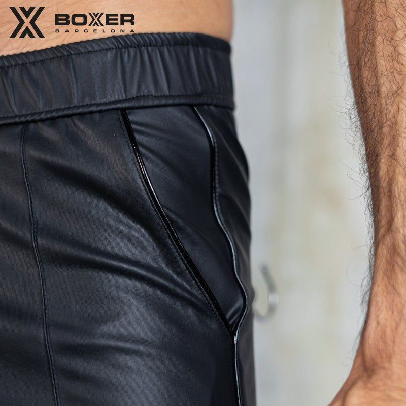 BOXER - Shorts de polipiel sexys de clase T - Negro 