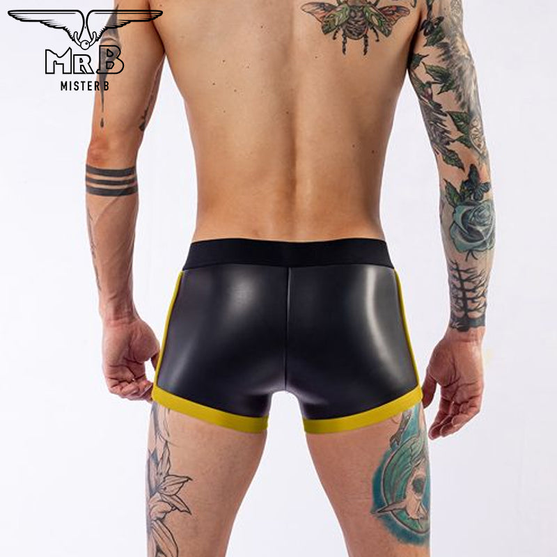 Pantalón corto de neopreno Mister B con bolsillo negro-amarillo