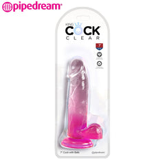 Pipedream - King Cock Clear Bolas 7 Inch Rosa (18 cm)