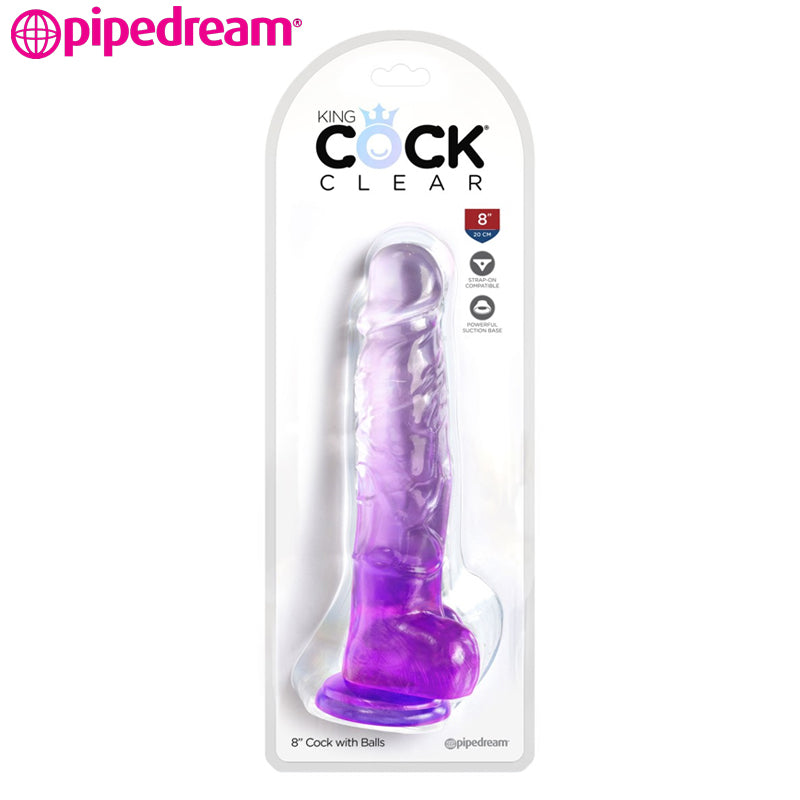 Pipedream - King Cock Clear 8 Inch Testículos Púrpura (20 cm)